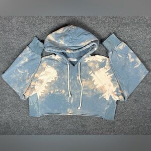 Lenny Cropped Tie Dye Hoodie Blue Bleach Wash Women’s Size Small